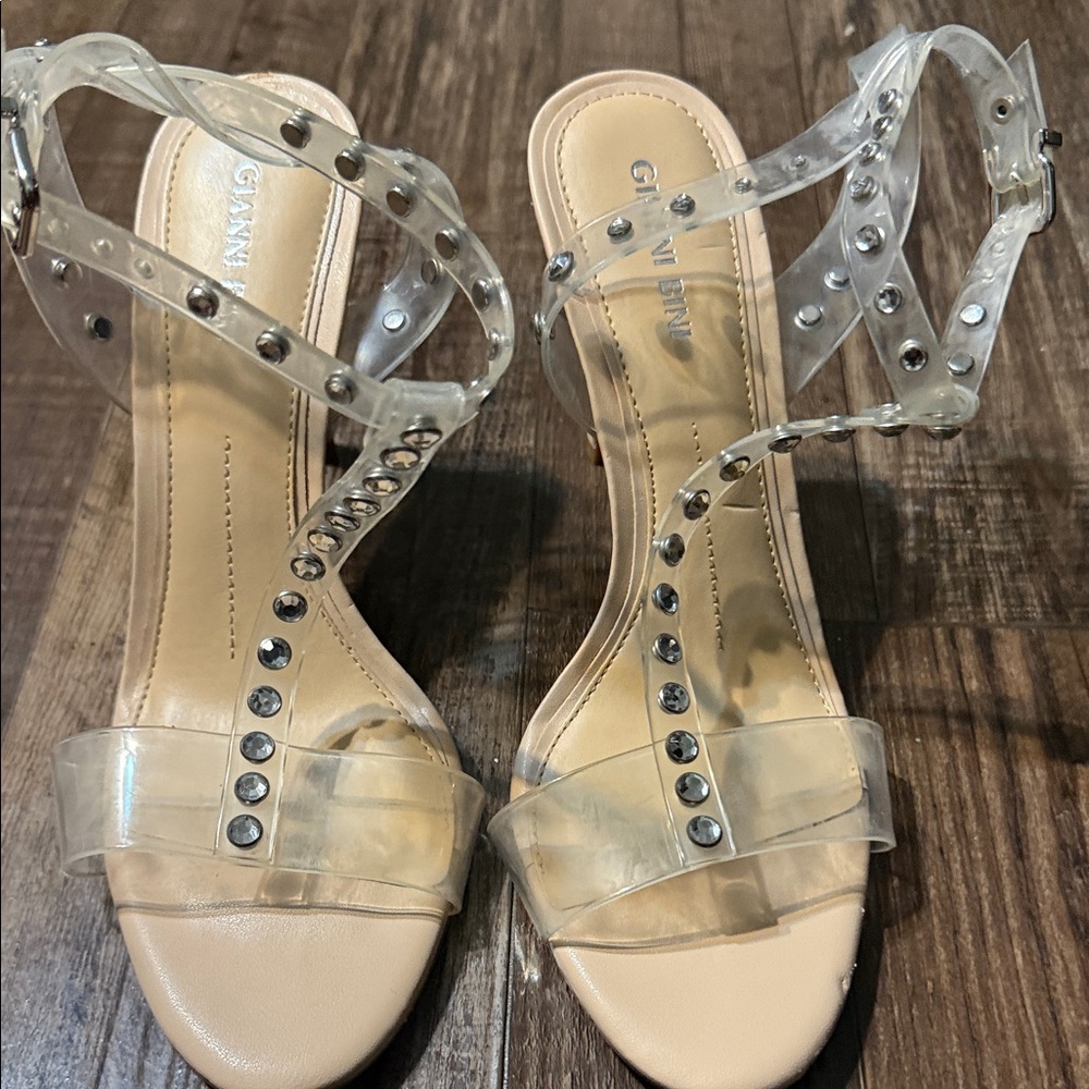Gianni Bini Transparent Studded Heels